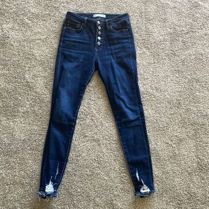 KanCan Jeans Skinny High Rise Button Fly Distressed Size 26